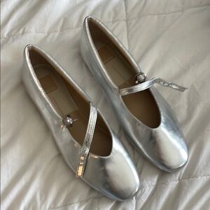 Dolce Vita silver leather flats